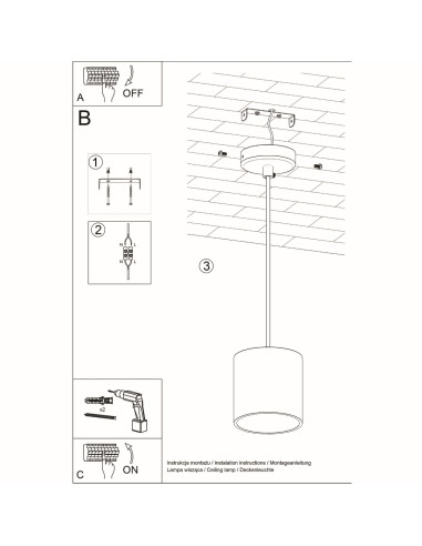 Lampa wisząca ORBIS 1 szary