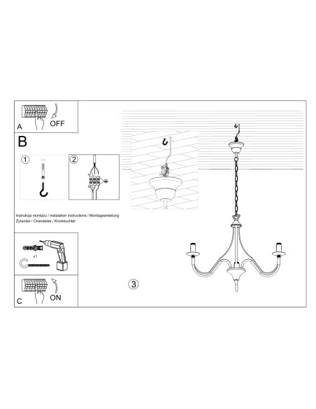 Żyrandol MINERWA 3 biały