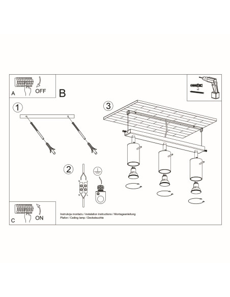 Plafon RING 3L czarny