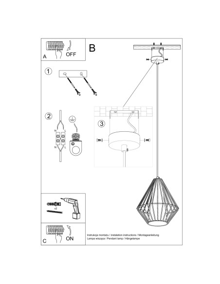 Lampa wisząca DEMI czarna