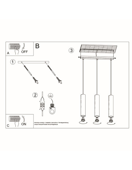 Lampa wisząca LAGOS 3L czarny