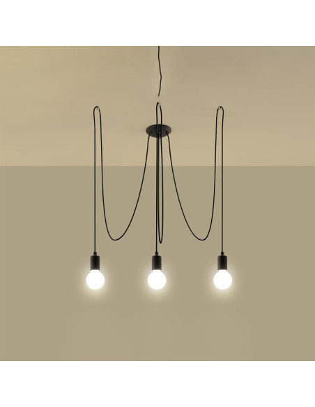 Żyrandol EDISON 3 czarny