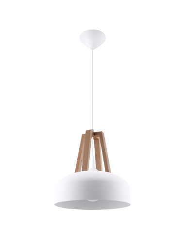 Lampa wisząca CASCO biała/naturalne drewno