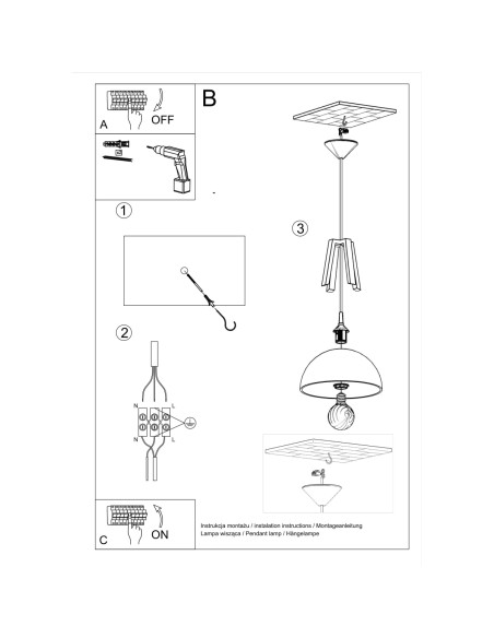 Lampa wisząca CASCO biała/naturalne drewno