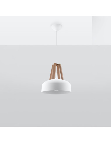 Lampa wisząca CASCO biała/naturalne drewno