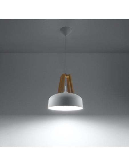 Lampa wisząca CASCO biała/naturalne drewno