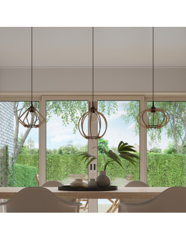 Lampa wisząca POMPELMO naturalne drewno