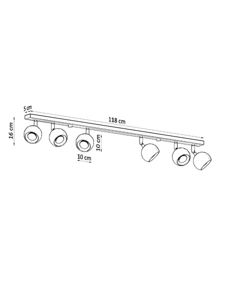 Plafon OCULARE 6L czarny