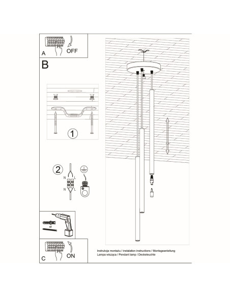 Lampa wisząca PASTELO 3P biała