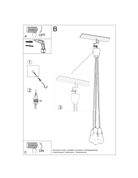 Lampa wisząca DIEGO 5 szara