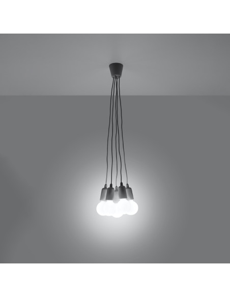 Lampa wisząca DIEGO 5 szara