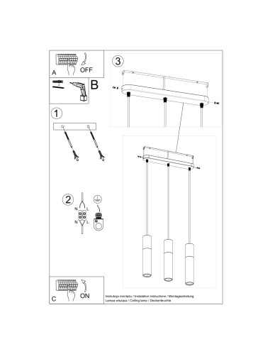 Lampa wisząca PABLO 3L czarna