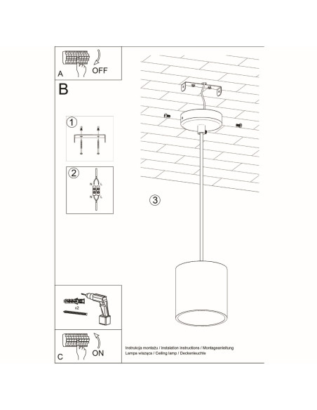 Lampa wisząca ORBIS 1 szary