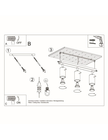 Plafon RING 3L czarny