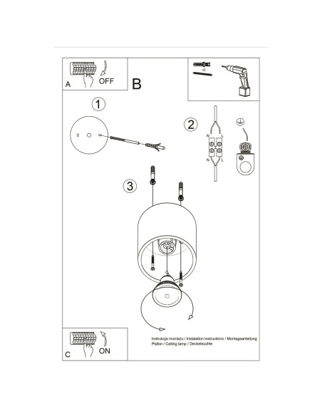 Plafon ORBIS 1 szary