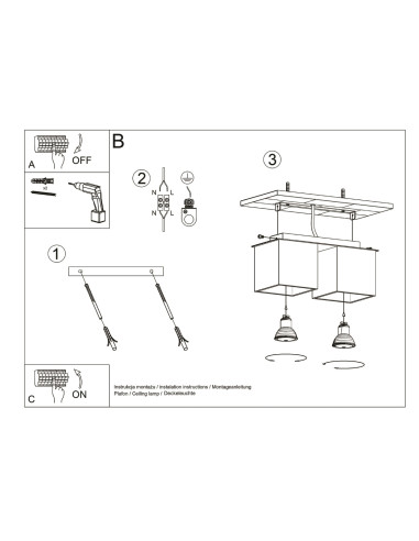 Plafon QUAD 2 czarny