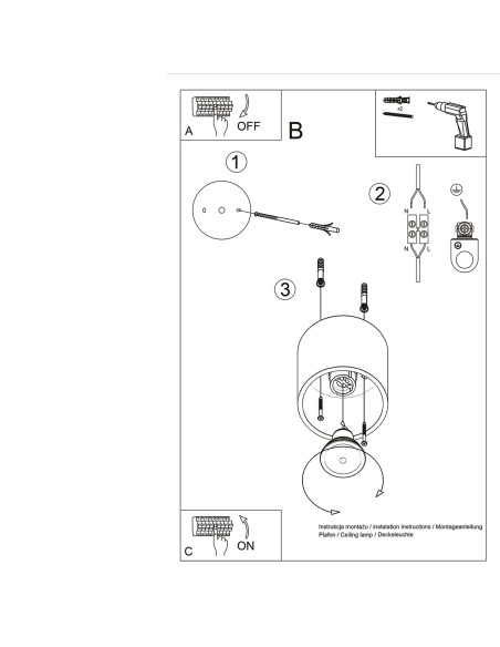Plafon ORBIS 1 złoty