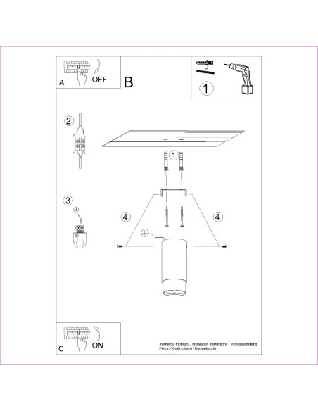 Plafon NERO 12,5 czarny/chrom