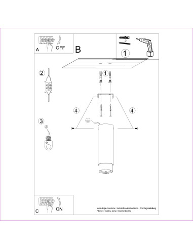 Plafon NERO 22,5 czarny/chrom
