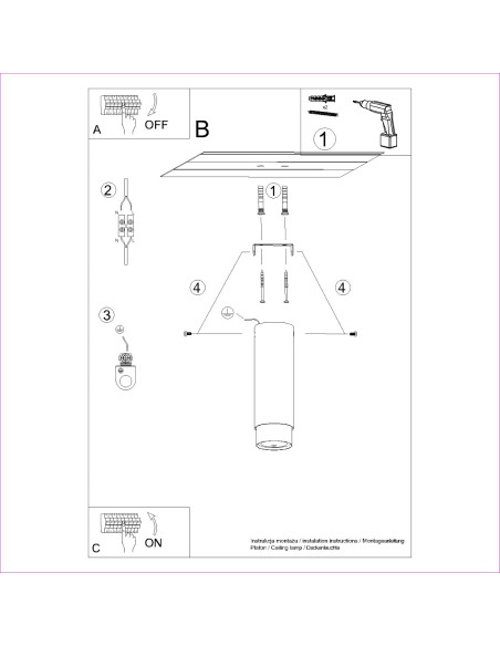 Plafon NERO 22,5 czarny/chrom