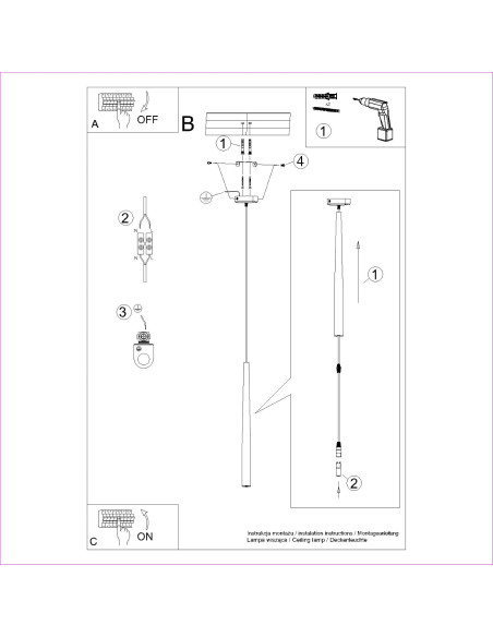 Lampa wisząca BLISS 1 czarna