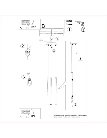 Lampa wisząca BLISS 3P czarna