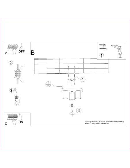 Plafon LAGOS 3P czarny