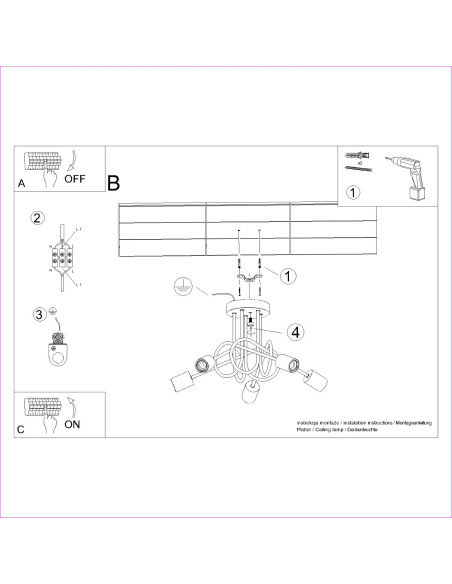 Żyrandol EMBER 5 czarny