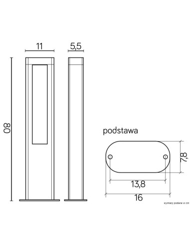 LAMPA LED STOJĄCA SŁUPEK 80CM 8W 1200LM 4000K IP54 CIEMNY POPIEL GL-15403 SU-MA