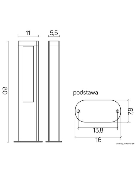 LAMPA LED STOJĄCA SŁUPEK 80CM 8W 1200LM 4000K IP54 CIEMNY POPIEL GL-15403 SU-MA