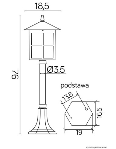 Wenecja SŁUPEK OGRODOWY 76CM 1 X E27 IP43 5002/3/KW SU-MA