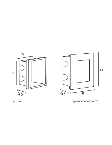 MUR LED ZEWNĘTRZNA LAMPA DO ZABUDOWY 1.5W 3000K 64LM 80x80mm INOX F-04 SU-MA