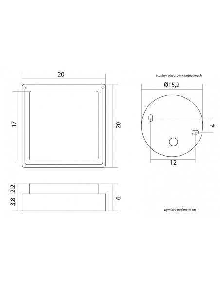 BENI PLAFON ZEWNĘTRZNY LED 18W 4000K 1069LM KWADRAT 20cm x 20cm CIEMNY POPIEL BN-KW200 SU-MA