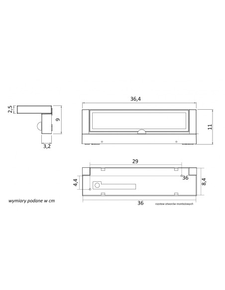 REN KINKIET LED SENSOR 27W 4000K 2920LM IP65 364MM CIEMNY POPIEL RN-KPIR SU-MA