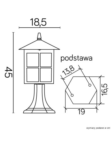 Wenecja SŁUPEK OGRODOWY 45CM 1 X E27 IP43 4011/1/KW SU-MA