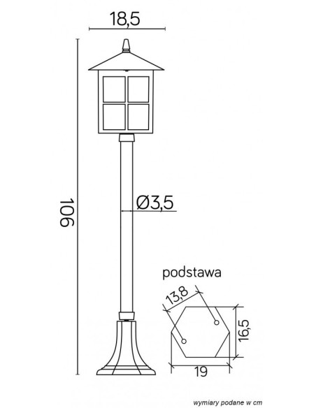 Wenecja SŁUPEK OGRODOWY 106CM 1 X E27 IP43 5002/2/KW SU-MA