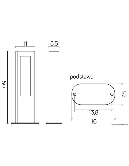 LAMPA LED STOJĄCA SŁUPEK 50CM 8W 710LM 4000K IP54 CIEMNY POPIEL GL-15402 SU-MA