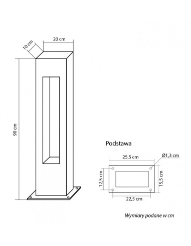 REKTAN LAMPA SŁUPEK OGRODOWY 1 X GU10 90cm IP65 CIEMNY POPIEL RE-900 SU-MA