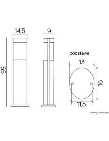 ELIS LAMPA STOJĄCA SŁUPEK 65CM 1 X E27 CZARNY IP54 TO 3902-H 650 BL SU-MA