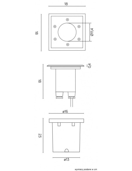 PABLA OPRAWA NAJAZDOWA 1 X E27 180X180mm IP67 STAL NIERDZEWNA M4030 SU-MA