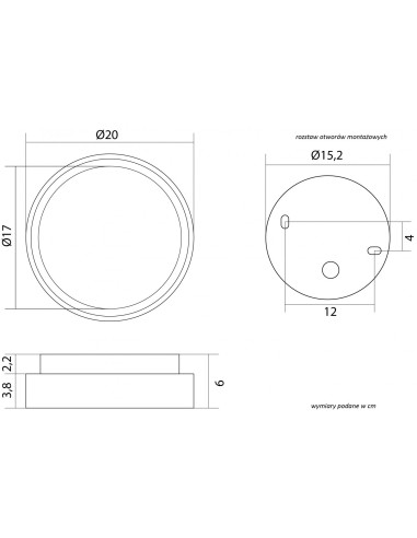 BENI PLAFON ZEWNĘTRZNY LED 18W 4000K 968LM OKRĄGŁY 20CM CIEMNY POPIEL BN-OK200 SU-MA