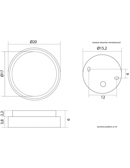 BENI PLAFON ZEWNĘTRZNY LED 18W 4000K 968LM OKRĄGŁY 20CM CIEMNY POPIEL BN-OK200 SU-MA