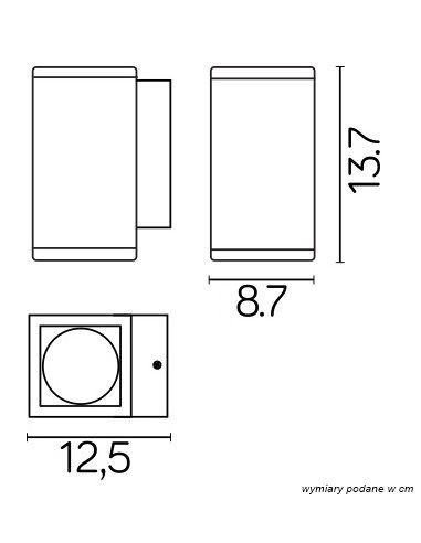 ADELA MIDI KINKIET ELEWACYJNY JEDNOKIERUNKOWY KWADRATOWY 1 X GU10 IP54 CIEMNY POPIEL M1459 DG SU-MA
