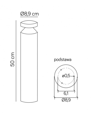 LAMPA LED STOJĄCA SŁUPEK 50CM 6W 440LM 4000K IP44 CIEMNY POPIEL DL-500 SU-MA
