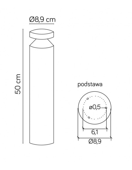 LAMPA LED STOJĄCA SŁUPEK 50CM 6W 440LM 4000K IP44 CIEMNY POPIEL DL-500 SU-MA