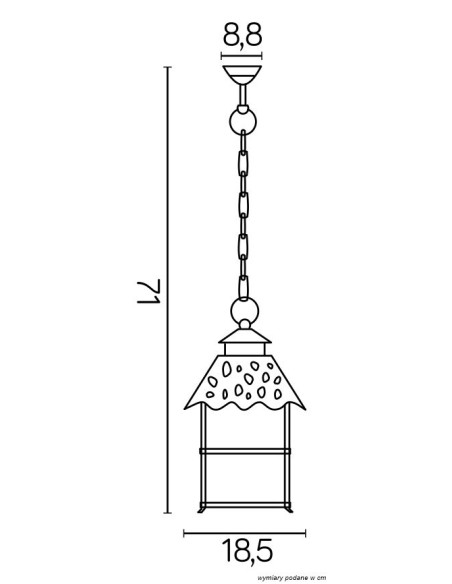 CADIZ LAMPA ZEWNĘTRZNA WISZĄCA 1 X E27 IP43 CZARNA K 1018/1/Z SU-MA