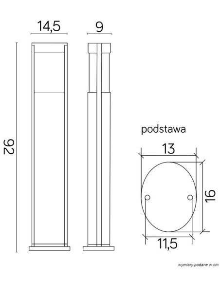 ELIS LAMPA STOJĄCA SŁUPEK 92CM 1 X E27 SREBRNY IP54 TO 3902-H 919 AL SU-MA