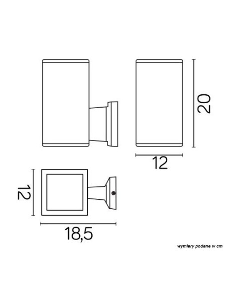 ADELA KINKIET ELEWACYJNY JEDNOKIERUNKOWY KWADRATOWY IP54 1 X E27 CZARNY 8002 BL SU-MA