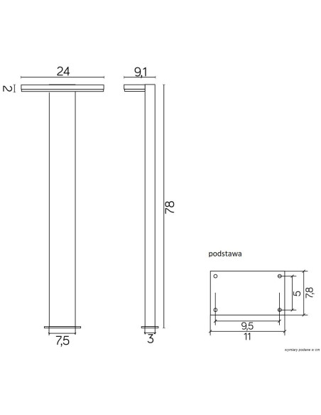 Fler LAMPA STOJĄCA SŁUPEK LED 78CM 10W 4000K 720LM CIEMNY POPIEL 17602-780 DG SU-MA