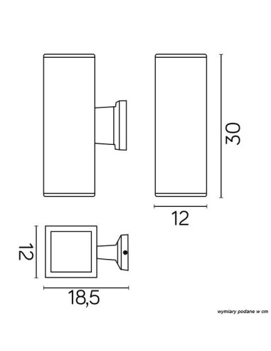 ADELA KINKIET ELEWACYJNY KWADRATOWY GÓRA/DÓŁ IP54 2 X E27 CZARNY 8001 BL SU-MA